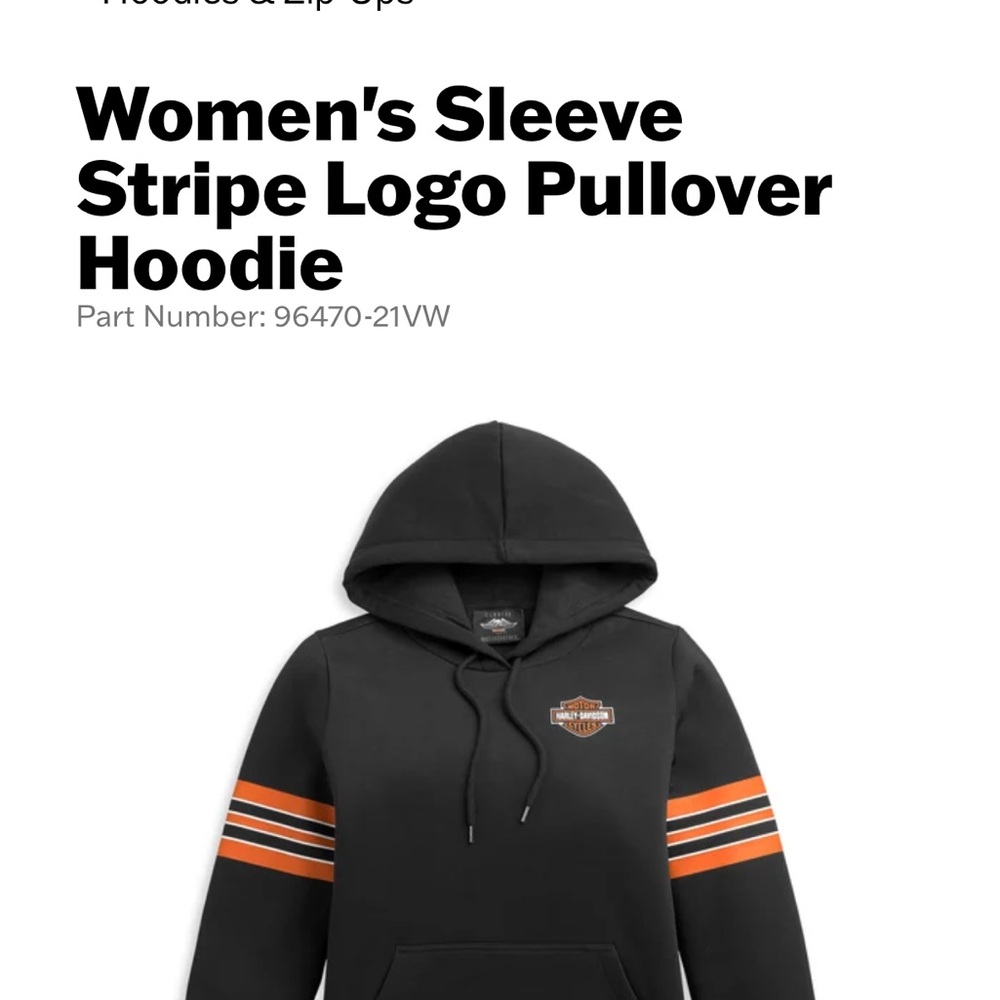 Harley-Davidson Women's Black Hoodie with Orange Stripes